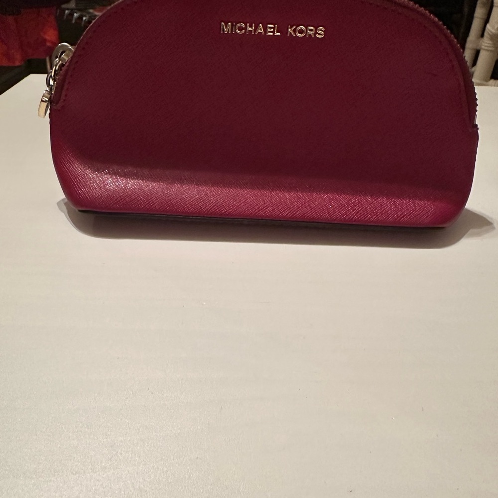 Michael Kors Red Cosmetic Bag Sleek Dome Design